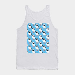 Puffin pattern on blue Tank Top